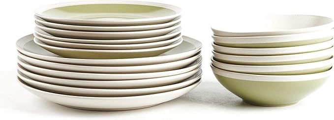 Rock Ridge Speckled Stoneware Dinnerware Set (18pc Set, Beryl and Ivory)