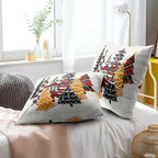 Christmas Trees Pillow Covers 20x20 Inch, Gingerbread Black Red Plaid Xmas Tree Decorative Pillowcases Double Sides Printed Square Cushion Cover for Couch Sofa Home Decor Set of 2