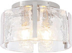 15'' Modern Brushed Nickel Semi Flush Mount Ceiling Light, Hallway Light Fixtures, 3-Light Glass Ceiling Lights for Entryway Kitchen Dining Room Foyer Bedroom Laundry Lighting Fixtures, UL-Listed