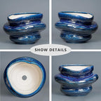 Ceramic Pots for Plants - 11 Inch Ceramic Planter with Drainage Hole, Decorative Planters for Indoor Outdoor, Unique Flower Pots, Garden Office House Decor, Birthday Housewarming Gifts, Blue
