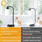 Set of 2 Industrial Table Lamps with USB C+A Ports and Outlet, Black Fully Stepless Dimmable Bedside Lamps, Nightstand Lamp with Opal Glass Shade for Reading Office (2 LED Bulb)