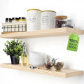 BAOBAB WORKSHOP Solid Wood Floating Shelves for Wall 30 Inches Long, Wooden Shelf Bathroom Large, Light Oak Floating Shelves for Room Wall Mounted Kitchen Farmhouse, Natural Wood, 30W × 6.7D, Set of 2