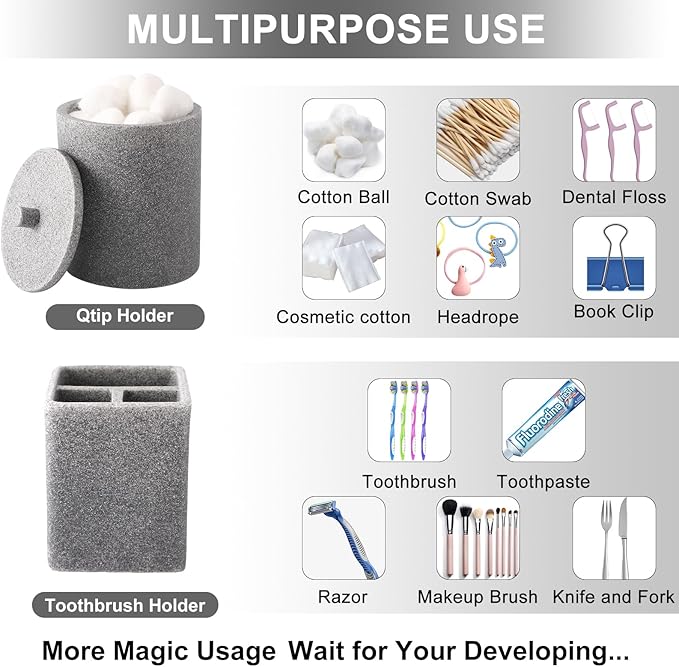 21 Pcs Bathroom Accessory Set with Waterproof Shower Curtain and Non Slip Mat,Resin Bath Set with Toothbrush Holder and Lotion Soap Dispenser,Bathroom Countertop Organizer Set for Home Apartment
