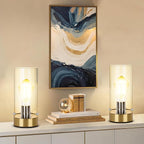Table Lamp for Bedroom Living Room, Bedside Modern Nightstand Lamp with Glass Lamp Shape, 2700K 6W Glass Bulb Included(Gold).