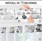 QiyI No Hook Shower Curtain with Snap in Fabric Liner, Grey Eucalyptus Shower Curtain with See Through Top Window, Waterproof Washable Cloth Ringless Shower Curtain Set for Bathroom, 36 x 75