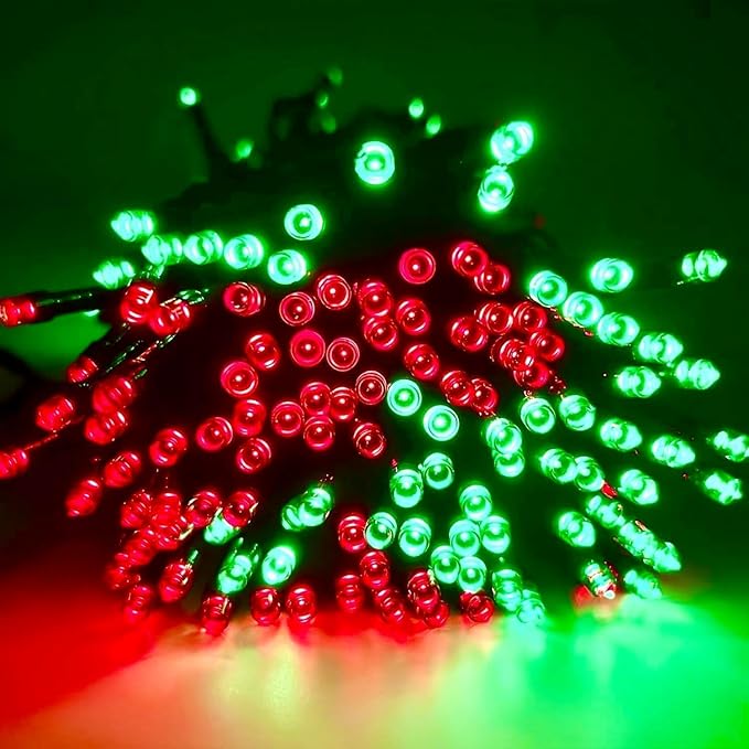 2 Pack 480 LED Solar Chrismas Lights Outdoor, 170 FT Super Long Solar String Lights for Outside with 8 Modes & Memory Function, Waterproof Twinkle Light for Xmas Tree Party Decorations (Red and Green)