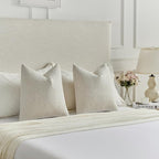 FUTEI Natural White Wood Chenille Decorative Throw Pillow Covers 24x24 Inch Set of 2,Soft Cozy Faux Linen Textured European Pillow Shams,Farmhouse Home Decor for Couch Living Room
