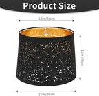ALUCSET Drum Large Lampshades Set of 2, Stars Hollow Black Lamp Shade 13" Top X 15" Bottom X 11" High, Lamp Shades for Living Room Home Decor, Assembly Required Spider Fitter