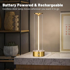 Cordless Portable LED Table Lamp， Rechargeable Battery Operated Desk Lamp with Touch Sensor, Three-Level Dimmable Suitable for Bars/Cafes/Restaurants/Bedrooms/Camping Sites. (Gold)