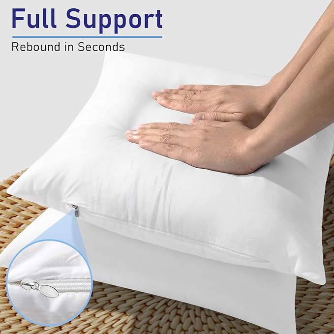 Pack of 4 16x16 Outdoor Pillow Inserts, Water Resistant Throw Pillow Inserts, Cushion Inner Pads for Patio, Furniture, Sofa, Bed, Living Room, Garden Decorative Waterproof Pillow Inserts