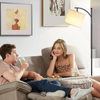 60" Floor Lamps with Remote Control & Bulb, Colors Temperature & Brightness Adjustable, Deep Beige Shade & Black Pole