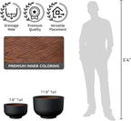 Kante 13.8 Inch Dia Concrete Bowl Planter, Large Tapered Bottom Plant Pot with Drainage, Smooth Black Finish with Warm Brown Interior, Ideal for Porch, Home, Garden, Patio