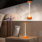 Cordless Portable LED Table Lamp, Modern Nightstand Lights with Filament Magnetic, Three-Level Dimmable Lamp for Gaming, Home Office, Bedroom, Living Room, Kitchen, Bar, Restaurant (Orange)