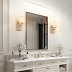 KSANA Sconces Wall Lighting, 1-Light Modern Gold Wall Sconces Indoor with White Fabric Shade, Wall Sconce Light Wall Lights for Bedroom, Living Room, Bathroom, Kitchen, Powder Room