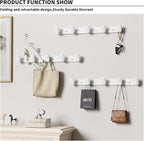 Coat Rack Wall Mount White, 5 Hooks Rack Metal Coat Hanger Wall for Hanging Hat Purse and Robes, Towel Hook for Bathrooms and Entryway (1 Pack)