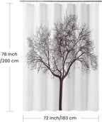 Long Fabric Shower Curtain, Reddish Brown Tree Plant Shower Curtains for Bathroom, Modern Decorative Bathroom Curtains, 72" W x 78" H
