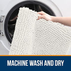 OLANLY Bathroom Rugs 70x24, Extra Soft Absorbent Chenille Bath Rugs, Rubber Backing Quick Dry, Machine Washable Bath Mats for Bathroom Floor, Tub and Shower, Home Decor Accessories, Ivory