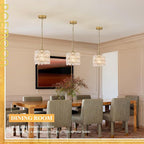 3-Pack Gold Glass Pendant Light Flower Small Ceiling Pendant Lighting Modern 1-Light for Kitchen Island Sink Dining Room Bedroom Entryway Hallway, E26