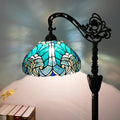 Tiffany Floor Lamp Vintage Standing Lamp Green Stained Glass Floor Light Rustic Corner Gooseneck Floor Lamp with Adjustable Angle for Home Decor Living Room Bedroom 12X12X63 Inches
