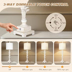 Vintage Table Lamps Set of 2, 3-Way Dimmable Touch Buffet Lamps with 2 USB Ports, 33'' Bedside Nightstand Lamps with Linen Shades, Rustic Farmhouse Table Lamps for Living Room Bedroom, Washed White