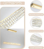 W48 Rectangular Gold Crystal Chandelier Modern Rectangle Pendant Ceiling Light Fixture for Living Room Dining Room Kitchen Island Bar