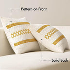 MIULEE Set of 2 Mustard Yellow Boho Decorative Lumbar Pillow Covers 12x20 Inch Farmhouse Rustic Couch Throw Pillows Modern Cotton Cushion Covers Retro Cute Macrame Woven Home Decor for Bed Sofa Chair