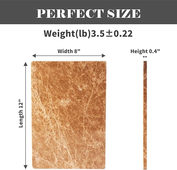 Natural Marble Cutting Boards for Kitchen - 12" x 8" Multi-Purpose Pastry Marble Tray Cheese Board Marble Slab for Counter, Bathroom Perfume Tray Jewelry Candle Plate (Light Emperador)