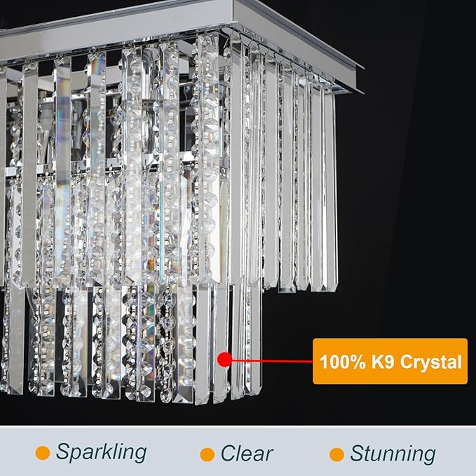 Rectangular Crystal Chandeliers for Dining Room, Modern Farmhouse Oval 16-Light Silver Linear Crystal Pendant Light for Kitchen Island Bar Living Room(L39inch)