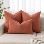 MIULEE Fall 24x24 Inch Textured Boucle Throw Pillow Cover Burnt Orange Accent Solid Eruo Sham Pillow Case Decorative Soft Pack of 1 Couch Cushion Chair Sofa Bedroom Livingroom Home Decor