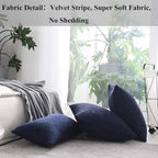 Home Brilliant 2 Packs Corduroy Pillows Cover 22x22 Throw Pillow Covers for Couch Striped Velvet Pillowcases, 55cm x 55cm, 22 x 22 Inch, Navy Blue