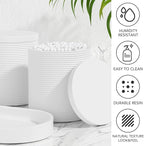 6-Piece Bathroom Accessory Set Resin, White Bath Accessories Complete with Toothbrush Holder, Lotion Soap Dispenser, 2 Qtip Holders,Vanity Tray,Bathroom Tumbler - Countertop Vanity Organizer
