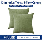 MIULEE Pack of 2 Couch Throw Pillow Covers 26x26 Inch Spring Soft Sage Green Chenille Pillow Covers for Sofa Living Room Solid Dyed Pillow Cases