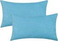 Jeneoo Sky Blue Decorative Throw Pillow Covers Soft Chenille Comfy Lumbar Sea Couch Cushion Cases Decor (Set of 2, 12 x 20 Inches)