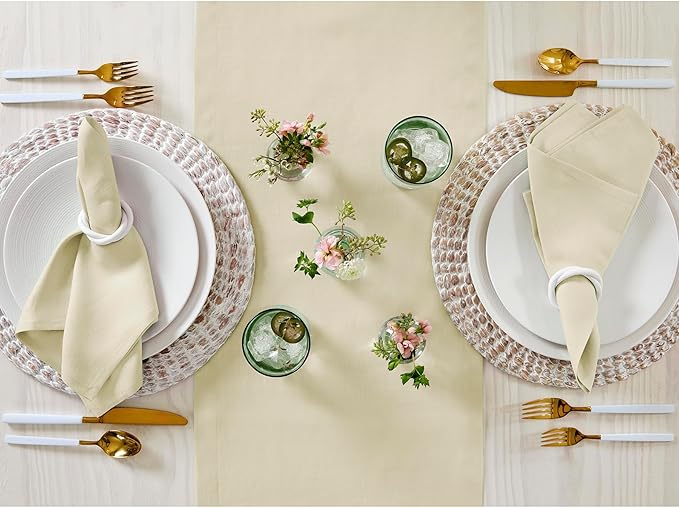 Solino Home Linen Table Runner 108 Inches Long - 100% Pure Linen Birch Table Runner 14 x 108 Inch for Fall, Autumn, Thanksgiving - Fete