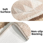 Bathroom Rugs Beige Boho Bath Mat Non Slip, Soft Absorbent Washable Bath Rug Floor Mat for Bathroom Shower Tub Modern Decor 20x32