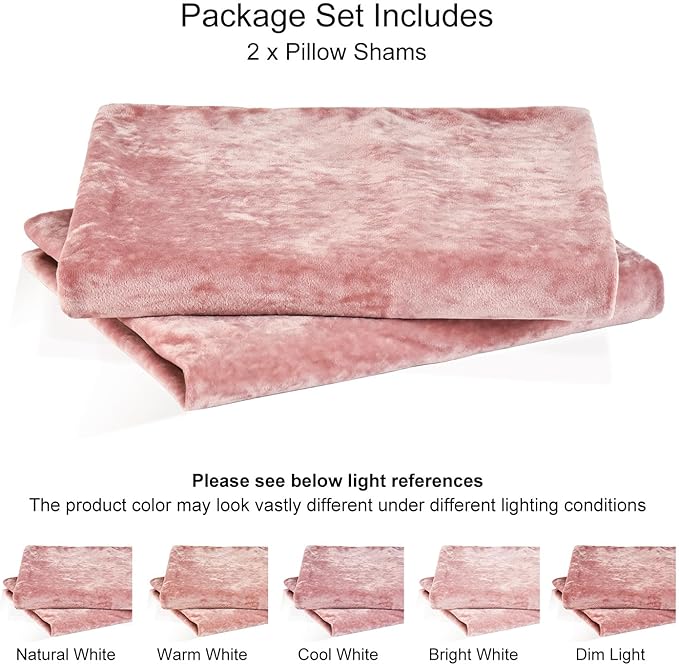 PHF Truly Velvet Pillowcases King Size, No Insert, 2 Pack Ultra Soft Breathable Pillow Shams Covers with Envelope Closure, 20" X 36" Luxury Cozy Warm Fuzzy Flannel Pillow Cases, Pink