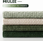 MIULEE Pack of 4 Christmas Couch Throw Pillow Covers 18x18 Inch Neutral Green Soft Decorative Chenille Pillow Covers Farmhouse Accent Cushion Covers for Boho Home Decor Sofa Bedroom Living Room
