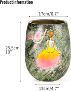 Sungmor 10.6 Inch Ceramic Succulent Plant Pot with Drainage Hole, Hand Painted Flower Pots for Plants, Unique Texture Decorative Planter for Indoor and Outdoor, Pottery Vase for Home Office Decor