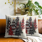 Christmas Trees Throw Pillow Covers 20x20 Set of 2,Red Black Buffalo Plaid Xmas Tree Decorative Pillow Cases Cushion Cover for Farmhouse Bed Couch Living Room Outdoor Car