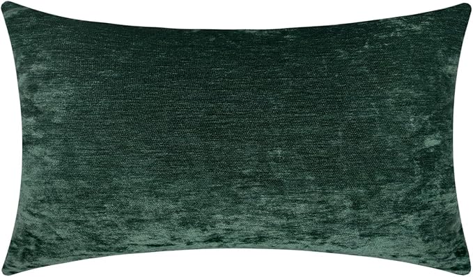 Jeneoo Hunter Green Decorative Couch Throw Pillow Covers Soft Chenille Comfy Solid Cushion Cases for Sofa Living Room Decor (Set of 1, 14 x 36 Inches)