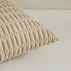 Fancy Homi Tan Lumbar Decorative Throw Pillow Covers 12x24 Inch for Living Room Couch Bed Sofa, Rustic Farmhouse Boho Home Decor, Soft Striped Corduroy Rectangle Cushion Case 30x60 cm