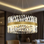 Modern Crystal Chandeliers, Crystal Chandelier for Dining Room, 24 Inch Round Gold Chandelier. Suitable for Living Rooms, Kitchens, bedrooms, and Entrance Halls. Elegant Chandeliers.