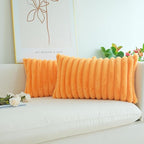 JOJUSIS Pack of 2 Faux Fur Plush Decorative Throw Pillow Covers Couch Cushion Case Soft Pillowcases (Orange, 12 x 20-Inch)
