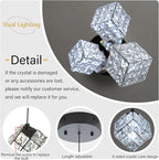 1-Light Modern Black Pendant Light Fixtures for Kitchen Island Small Hanging Crystal Chandelier for Bedroom Entryway Living Room Foyer Hallway LED Dimmable Chandeliers for Dining Room