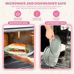 Homienly Wheat Straw Plates, Dinner Plates with Unique Texture Set of 8, Alternative to Plastic Plates, Plate Set for Kitchen, Camping, Unbreakable Microwave and Dishwasher Safe Plate- Light Grey