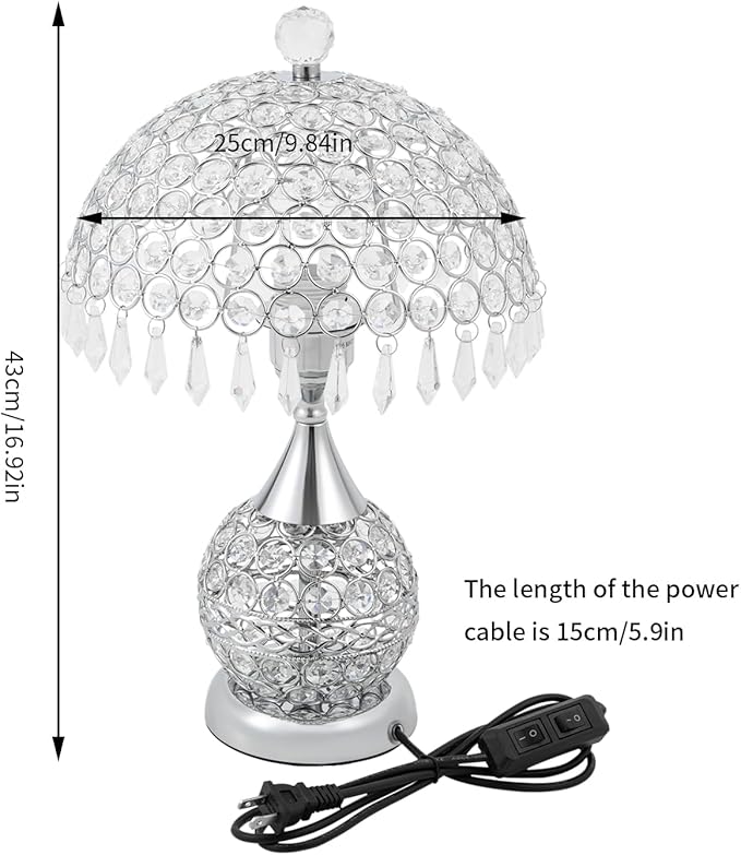 Eapmic Table Lamp,Bedside End Table Lamp Modern Nightstand Desk Lamp Geometric Lamp with Shade for Living Bedroom Office(Modern,Style 5,Silver)