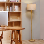 GLOBE Electric 65906 62" Floor Lamp, Light Faux Wood, Jute Shade, On/Off Rotary Switch on Socket