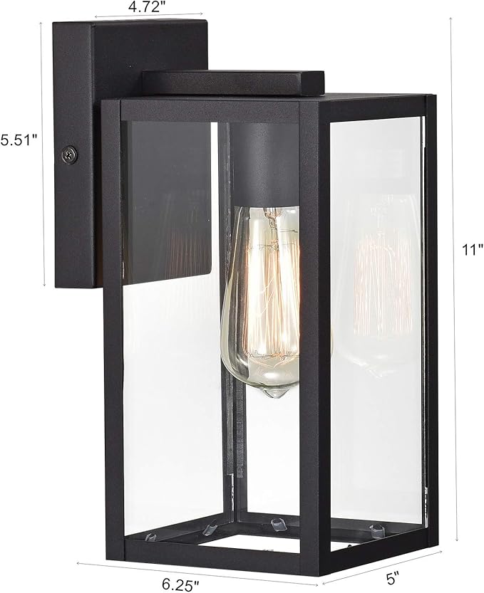 MICSIU 2 Pack Outdoor Light Fixture, Black Exterior Sconce Light with E26 Base Socket, 11 Inch Outside Wall Mount Lights for House, Yard, Shop, Doorway, Pathway, Balcony