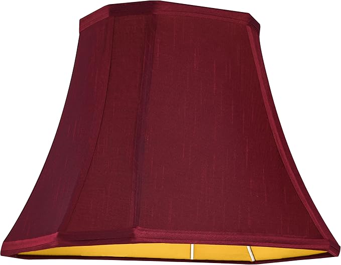 GO&SO Burgundy Lamp Shade Square Cut Corner for Table Lamp and Floor Lamp, 8x14x11 Inch Medium Natural Faux Silk, Easy Assembly Required (Single) Red Modern & Victorian Lampshade Replacement