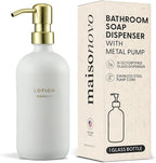 MaisoNovo Soap Dispenser 1-Piece Set | 16.9oz White Bottles with Gold Stainless Steel Pump
